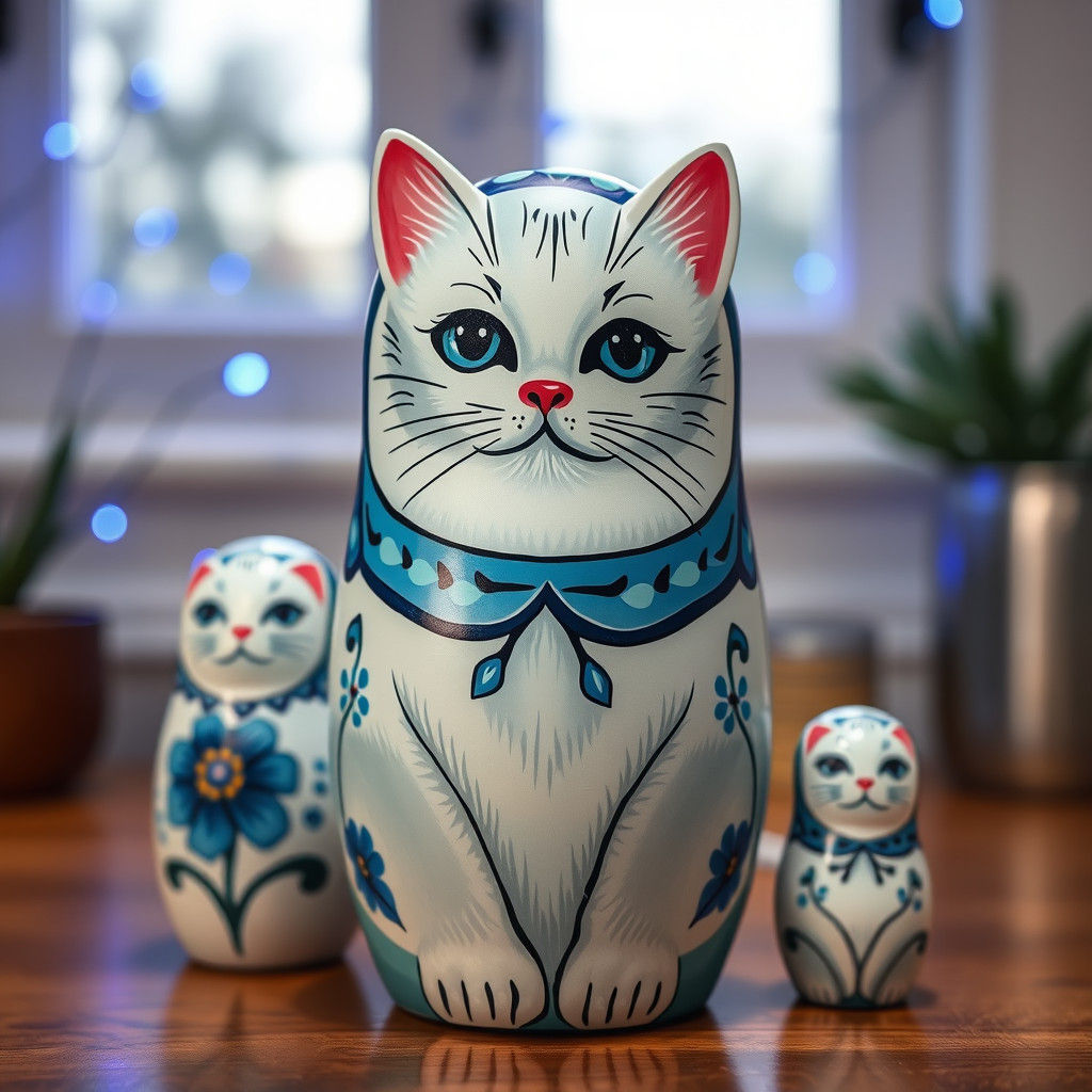 White Kitty Cats Matryoshka Nesting Dolls