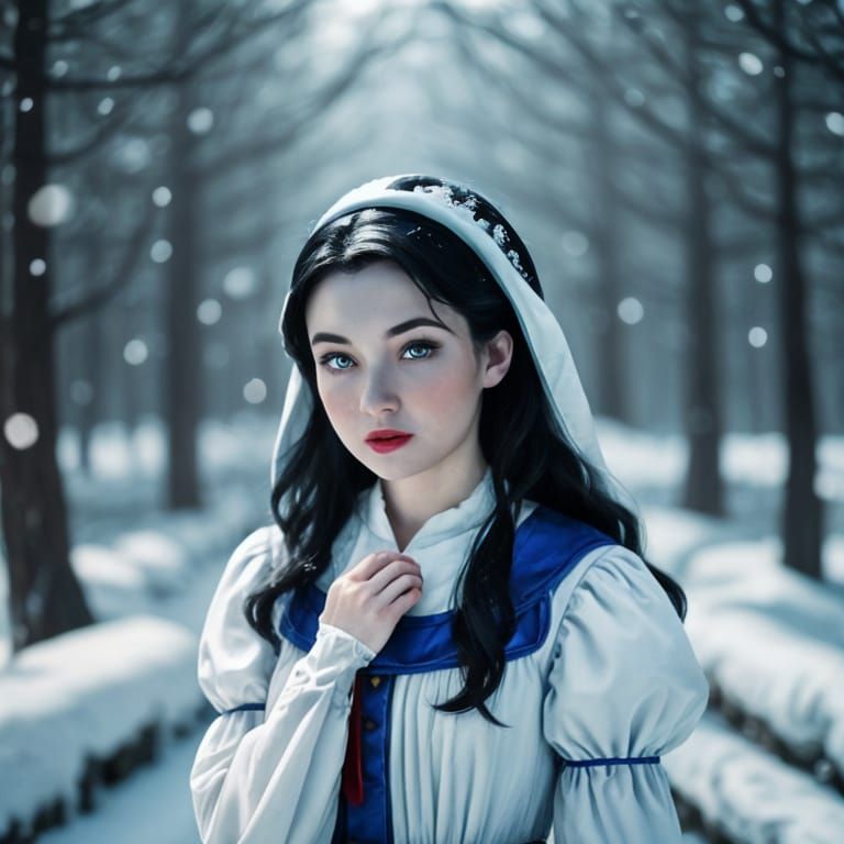 Snow White and Dwarfs in Classic Animation Style