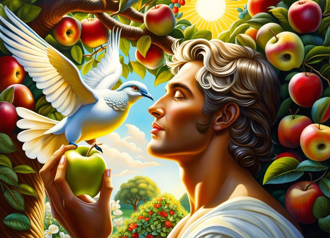 Despite some friendly advice from a turtle dove Adam still ate the fruit (Part of a Garden of Eden set)