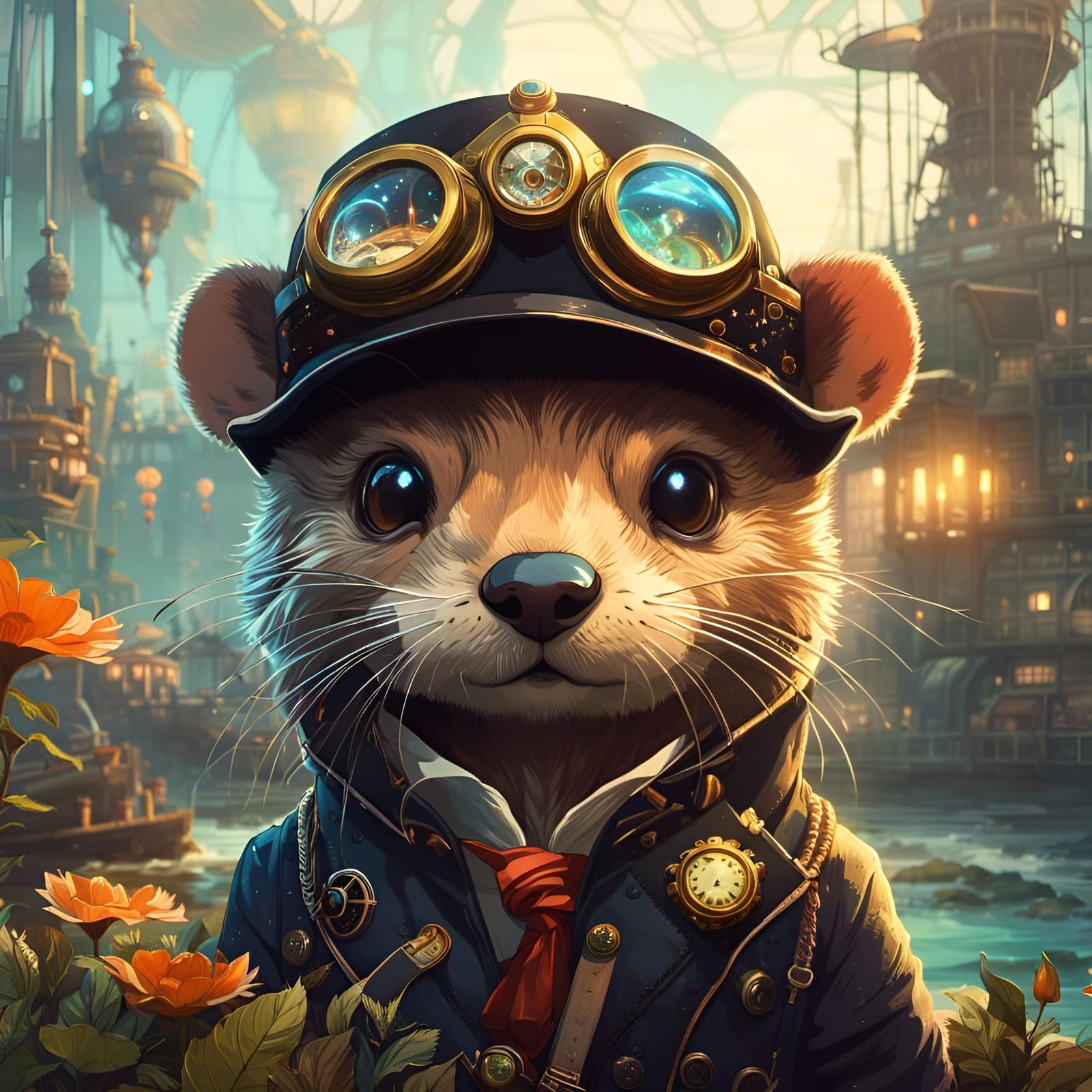 Steampunk Anime Otter in Space