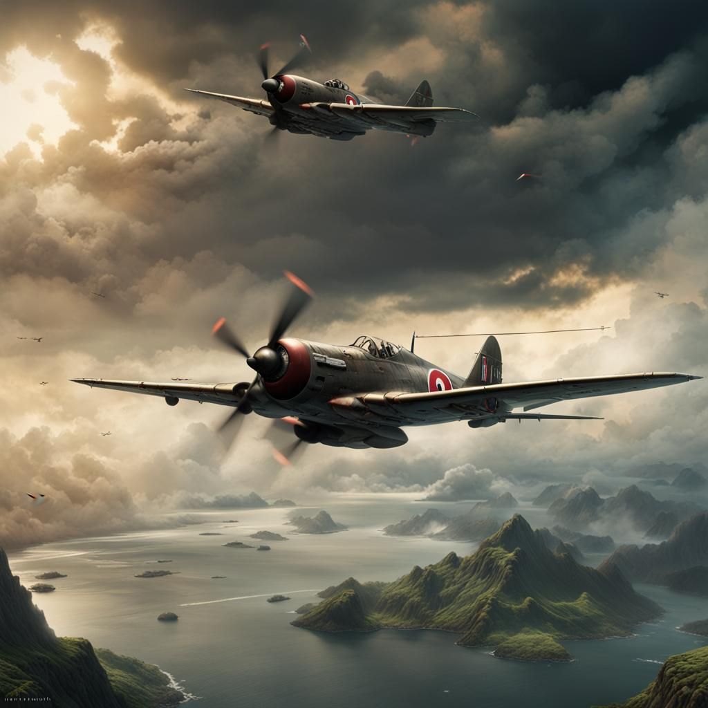 Japanese WWII Jet Fighter: Digital Matte Painting