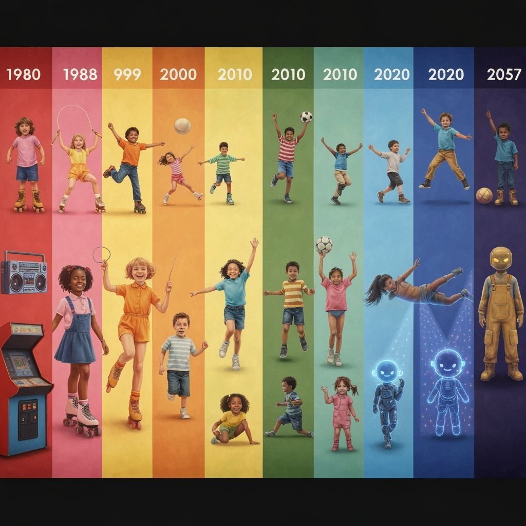 Joyful Timeline Mural: Children Playing Through Generations