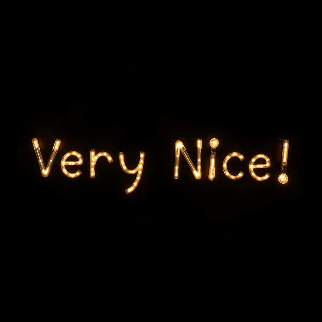 Illuminated "Very Nice!" on Nebulous Background