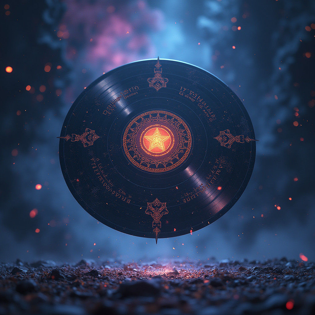 Mystical Runed Vinyl Record in Ethereal Vortex