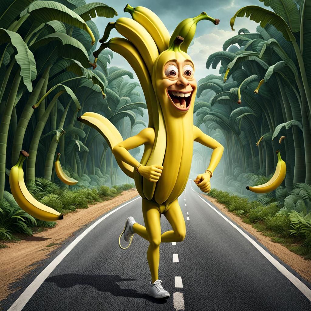 Surreal Banana Man Caricature Inspired by Sculpture Art