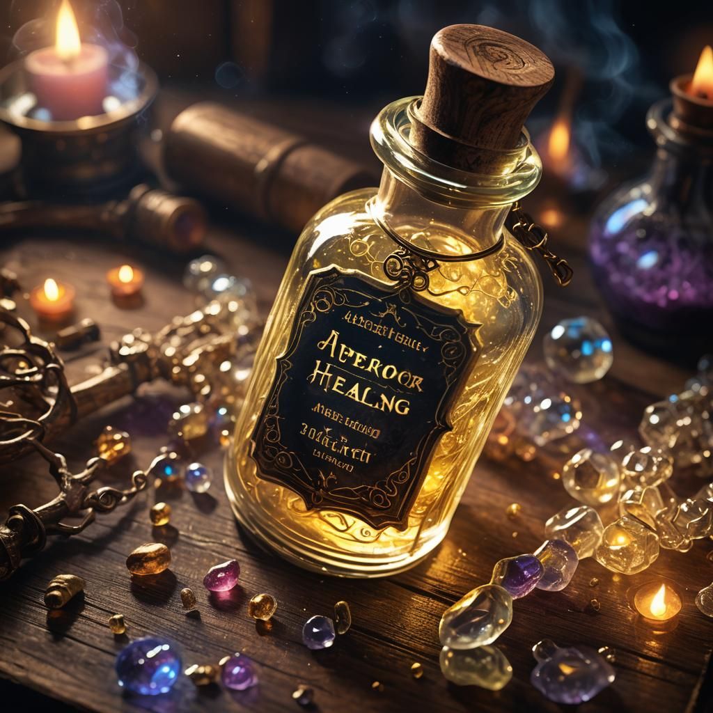 Glowing Healing Potion Vial in Fantasy Setting