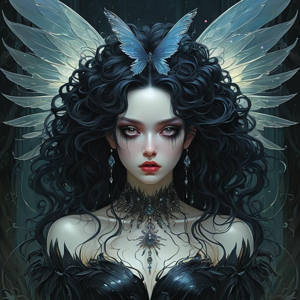 Mysterious Dark Fairy Woman in Fantasy Digital Art