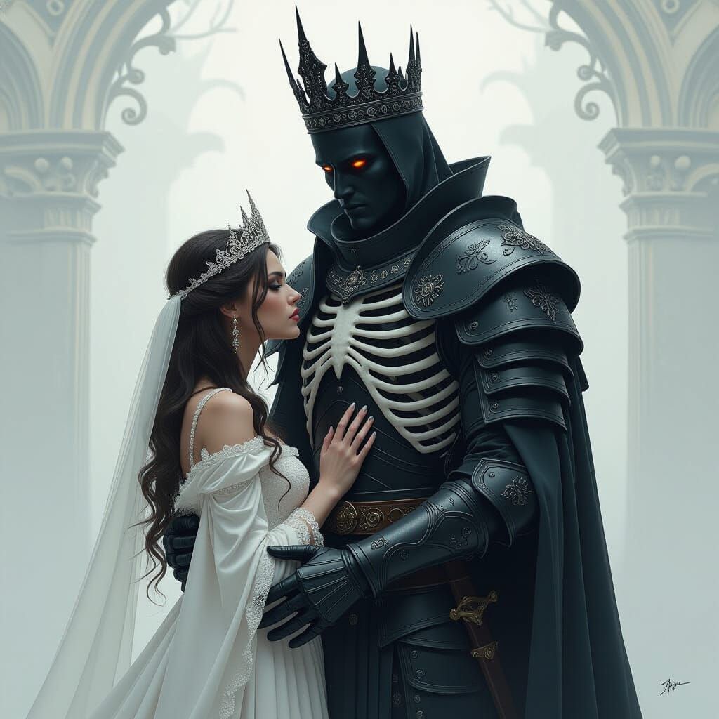 Dark King in Bone Armor Softens Gaze