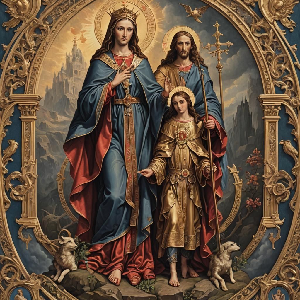 Detailed Medal of St. Mary in Matte Painting Style