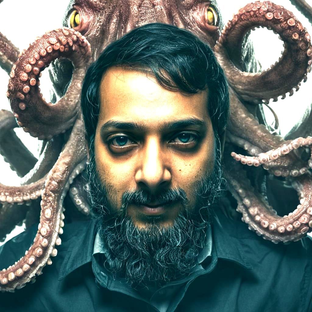 Cthulhu Portrait with Octopus Tentacles Beard
