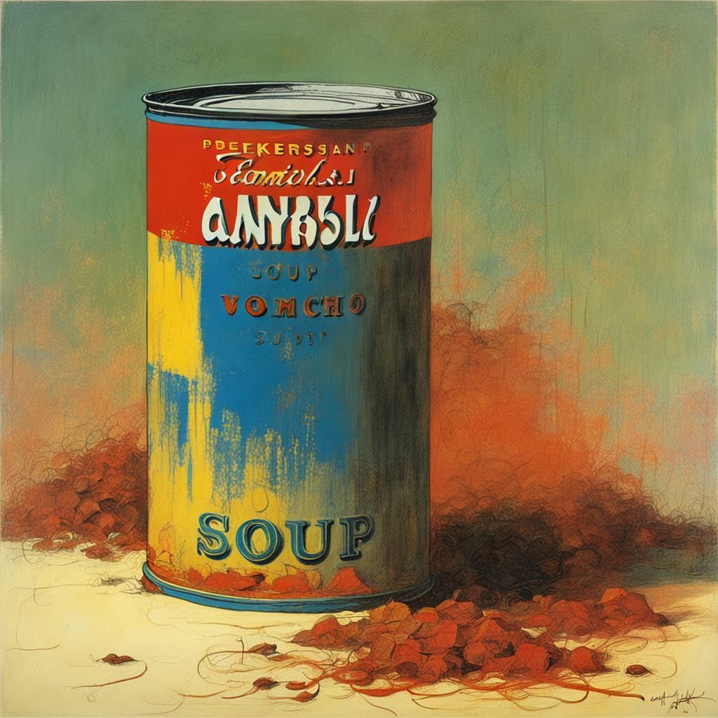 Surreal Soup Can in Dark Fantasy Style
