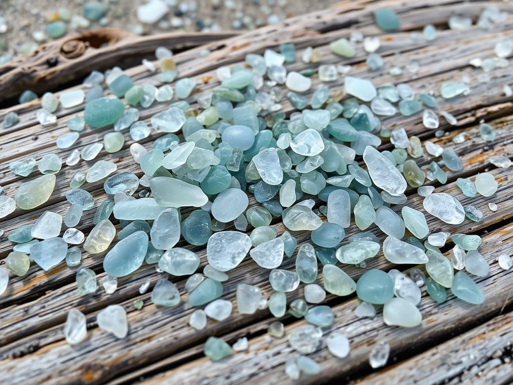 Sea Glass on Weathered Beach in Soft Monet-esque Hues