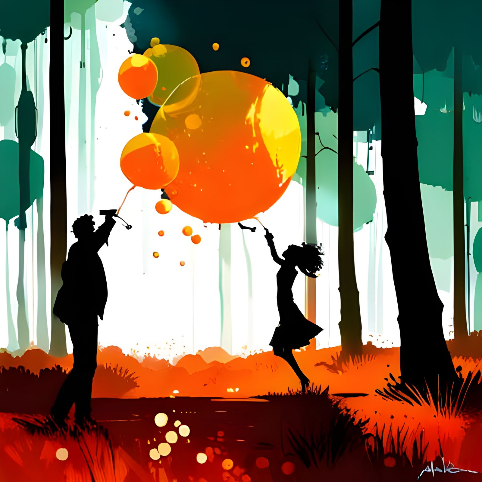 Bubbles in Lush Forest: Origami Papercraft Style