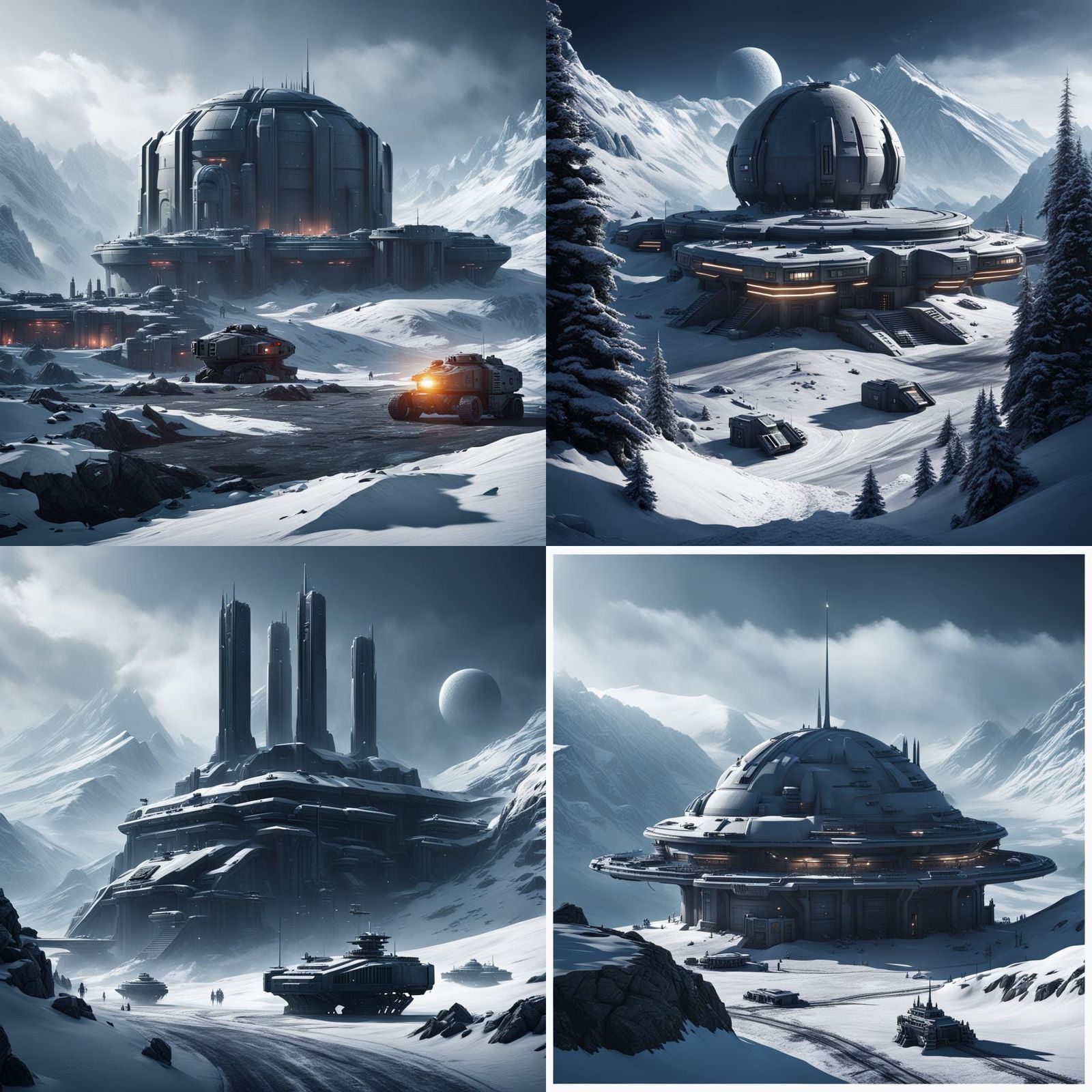 Dystopian Sci-Fi Military Base on Snowy Planet