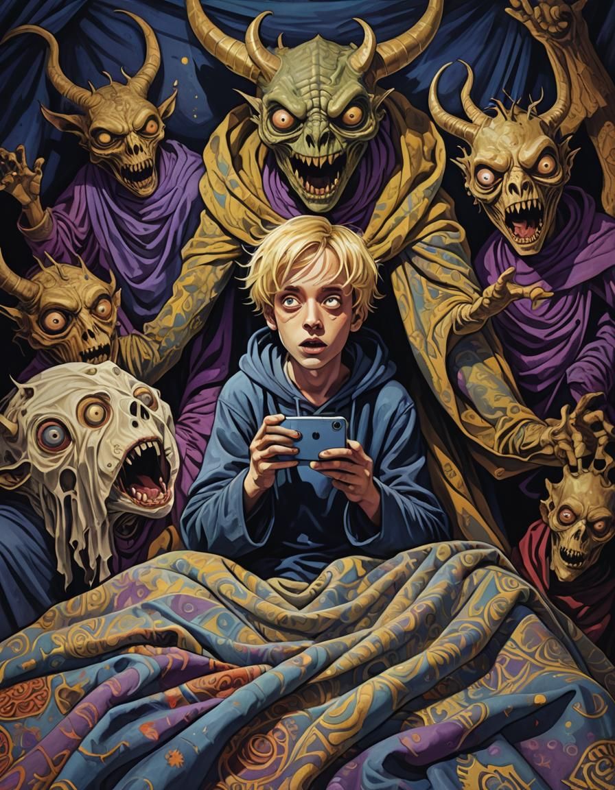 Eerie Creature Photobomb in Dark Fantasy Art