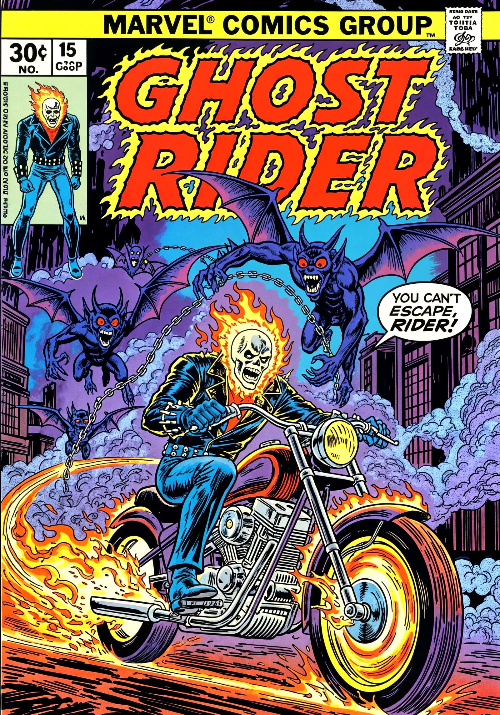 1970s Ghost Rider Marvel Comic Cover Art
