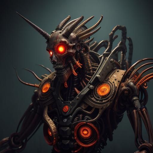 Grotesque Biomechanical Creature in Dark Fantasy Style