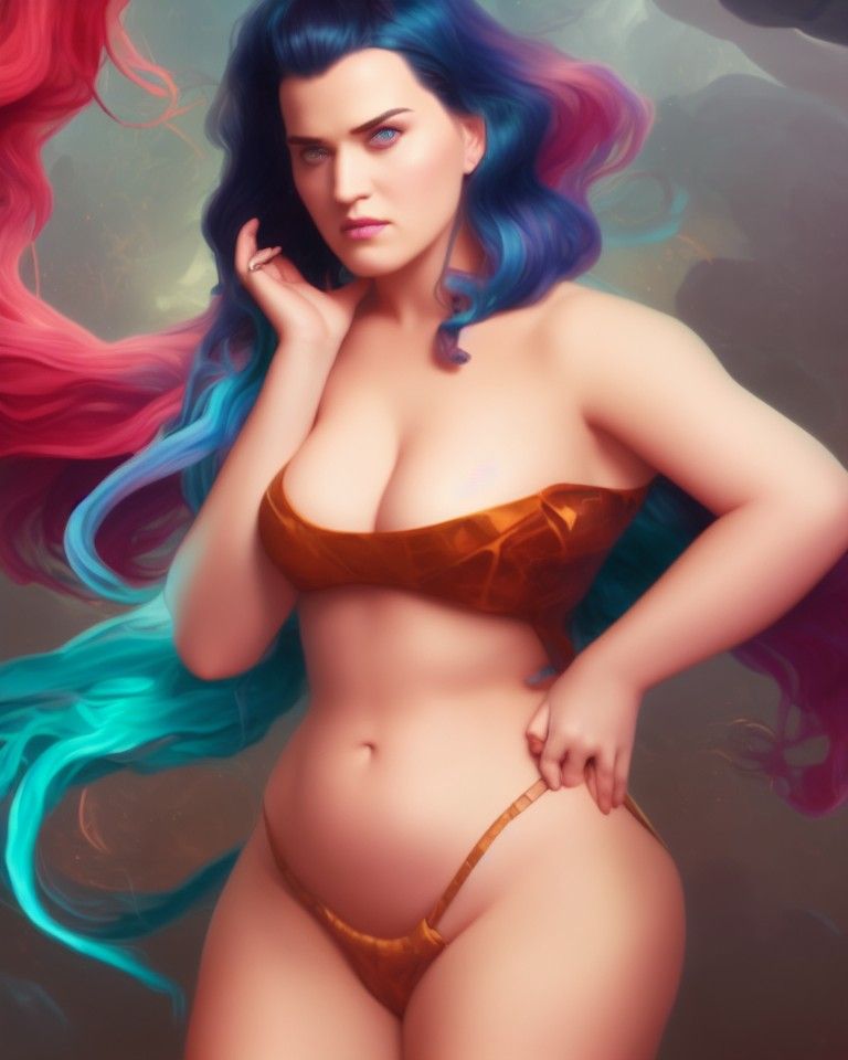 Detailed Portrait of Curvy Woman with Fractal Hair