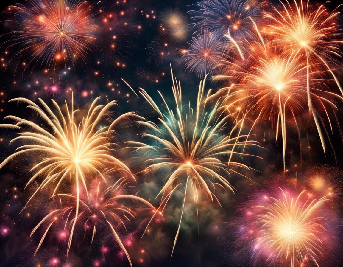 Colorful Fireworks Display on New Year's Eve