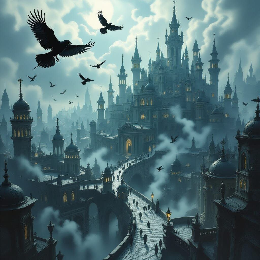 Fantasy City of Bone and Ivory in Gothic Style