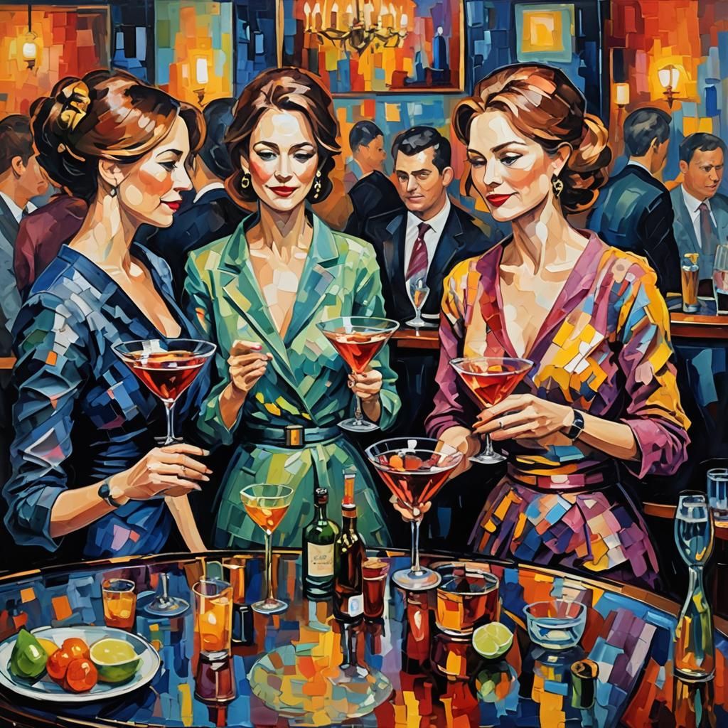 Vibrant Vip Cocktail Hour in Neo-Expressionist Style