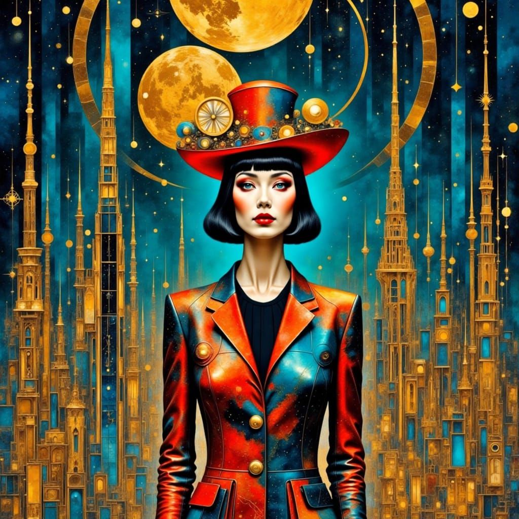 Gustav Klimt-Inspired Science Fiction Portrait of a Dazzling...