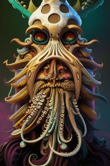 Octopus Pirate Davy Jones in Tim Burton Style