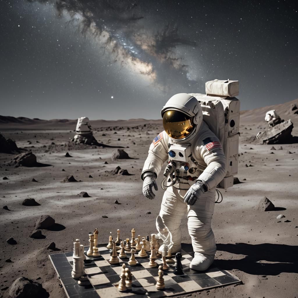 Astronaut Plays Chess on the Moon: Astrophotography
