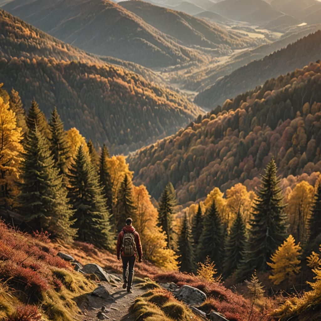 Autumnal Mountain Vista: Panoramic Landscape Photography