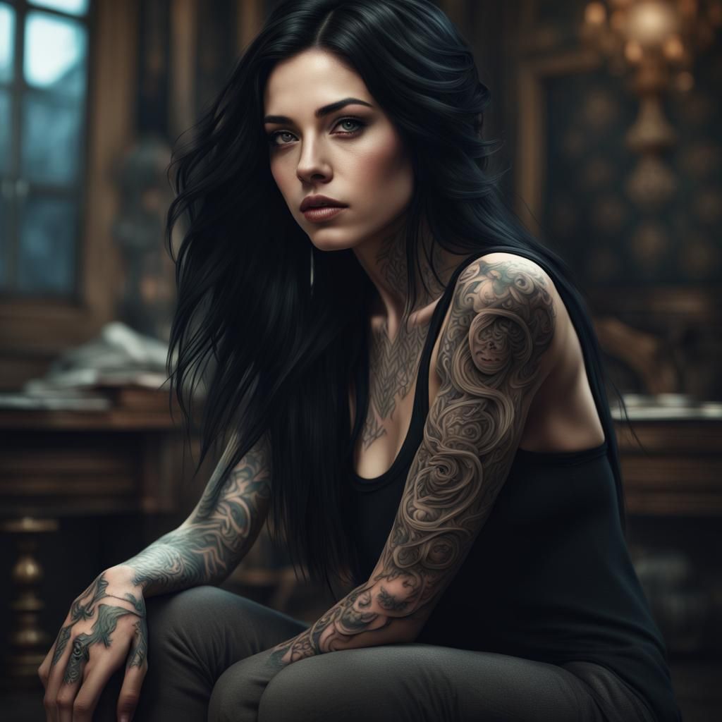 Intricate Tattoo Art on a Beautiful Woman