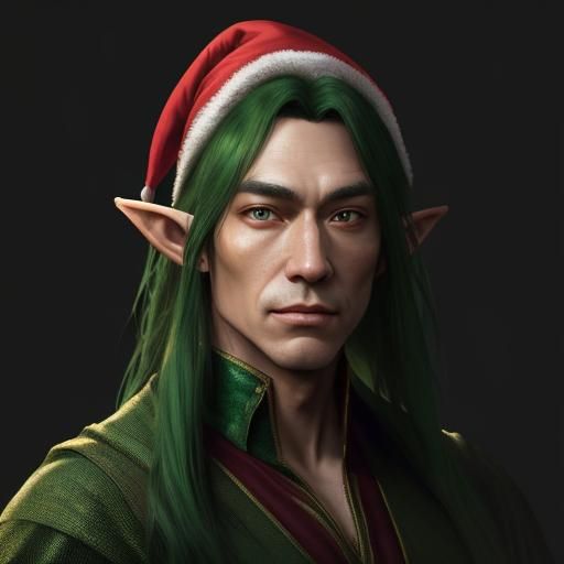 Festive Christmas Elf Portrait in Ethereal Lighting