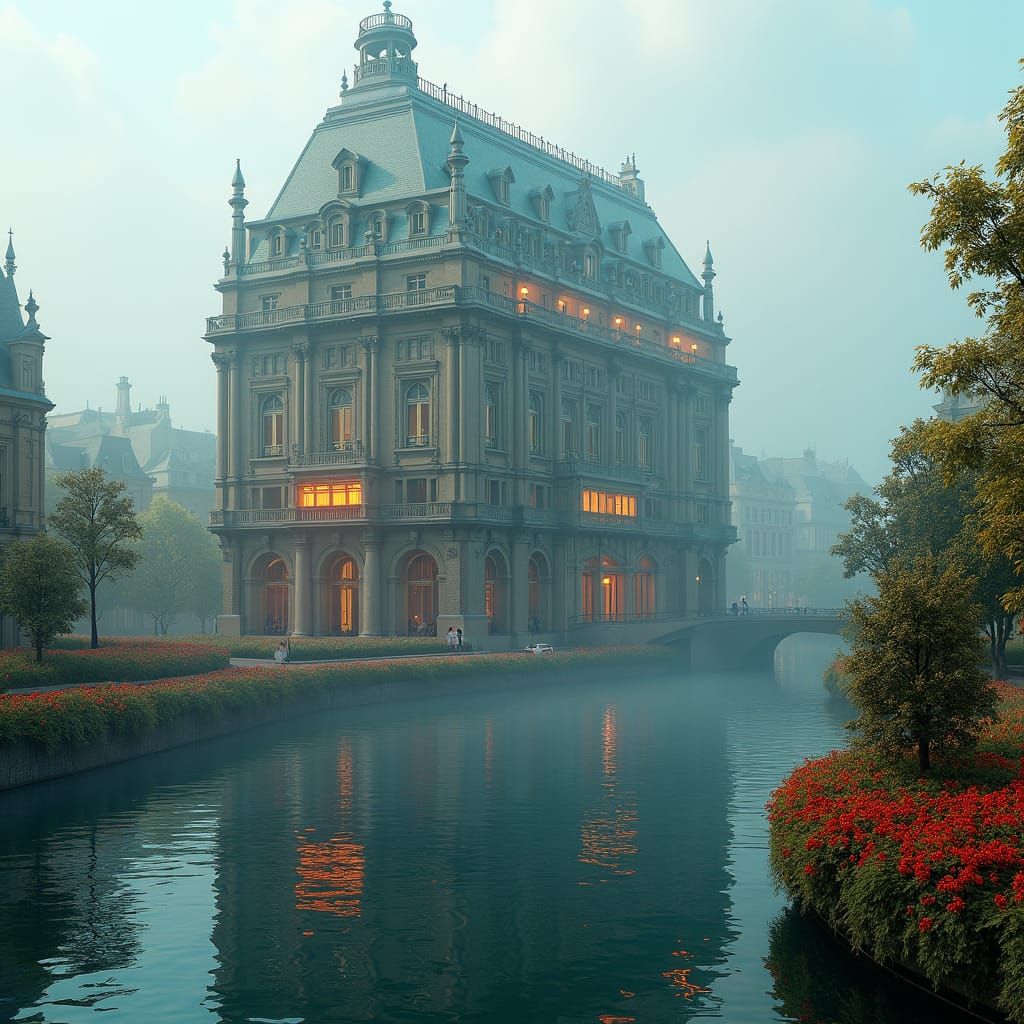 Amstel Hotel Rises from Amsterdam Canal in Hyperrealism