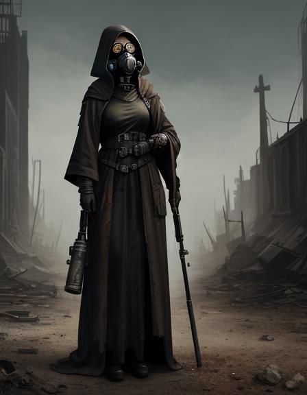 Post-Apocalyptic Priestess in Wasteland Digital Art