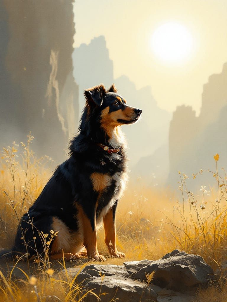 Dog Bathed in Luminous Sunlight