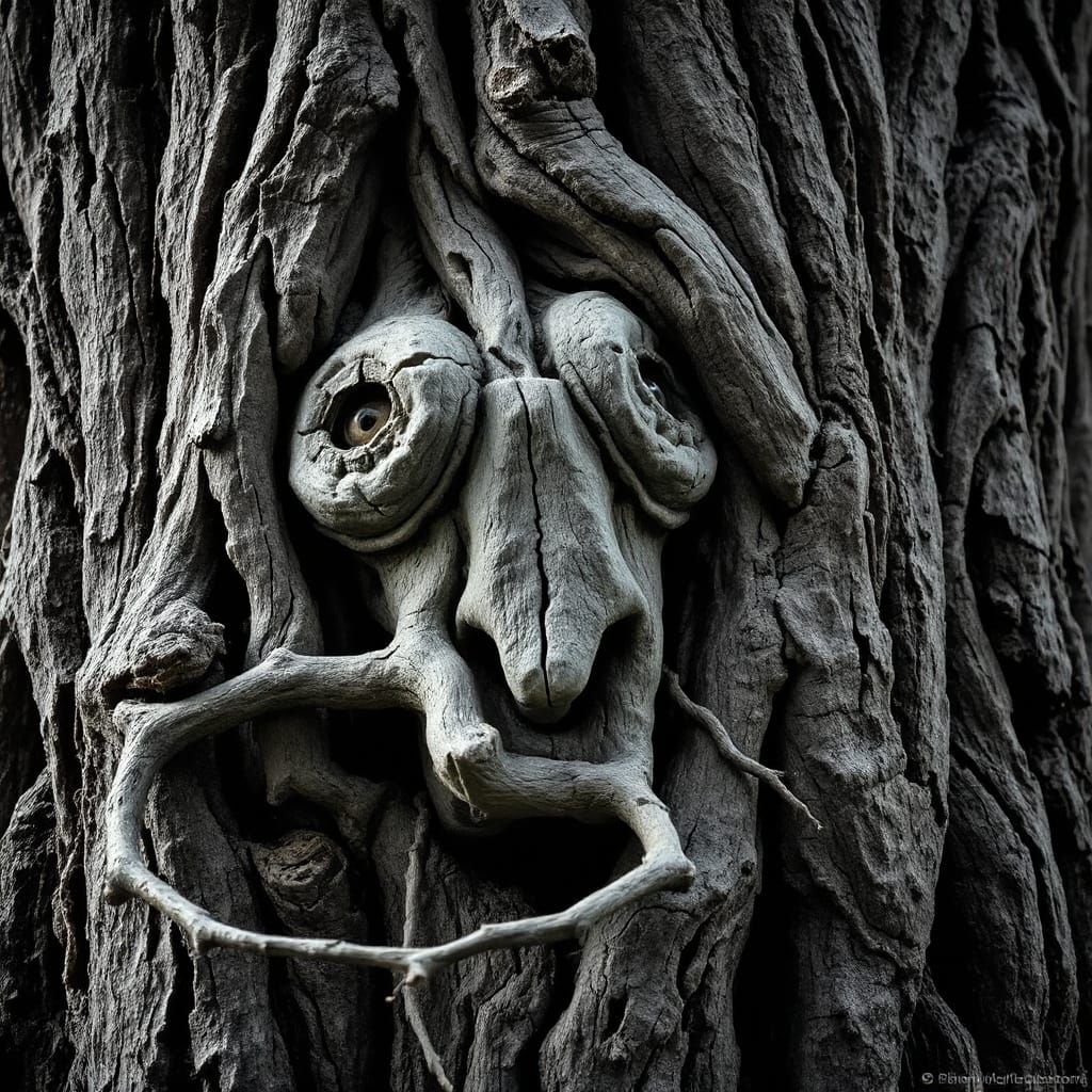 Ancient Tree with Haunting, Mystical Face