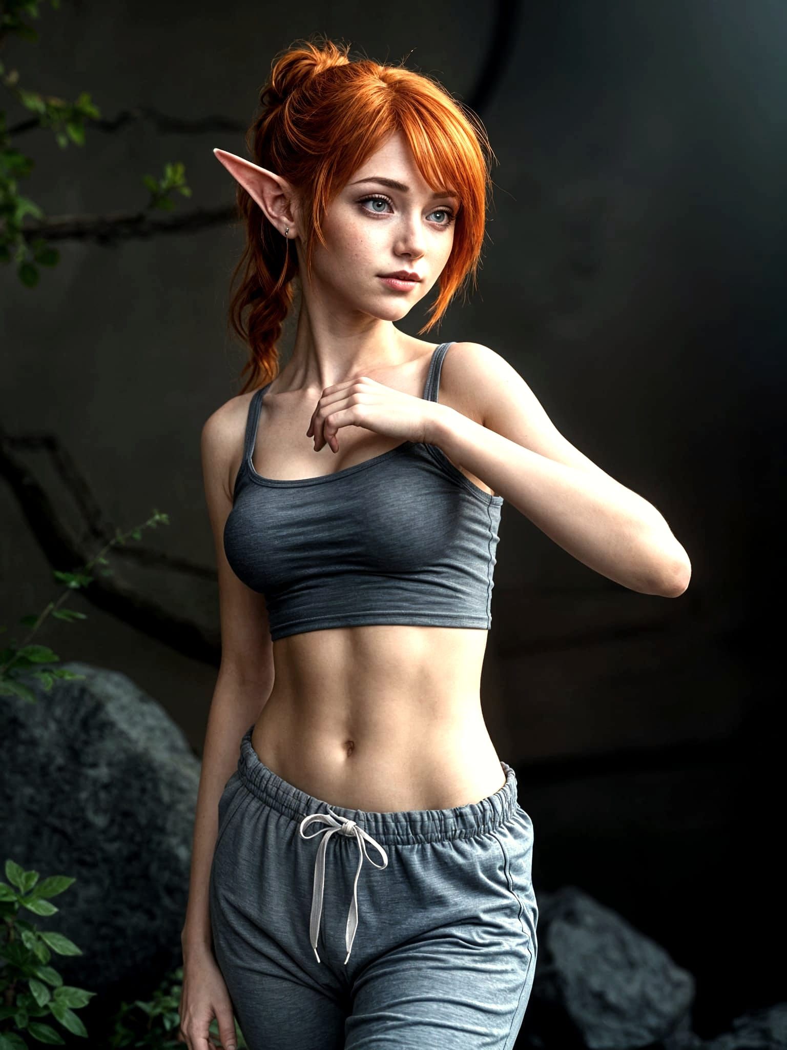 Redhead Elf in Pajamas: Hyperrealistic Digital Art