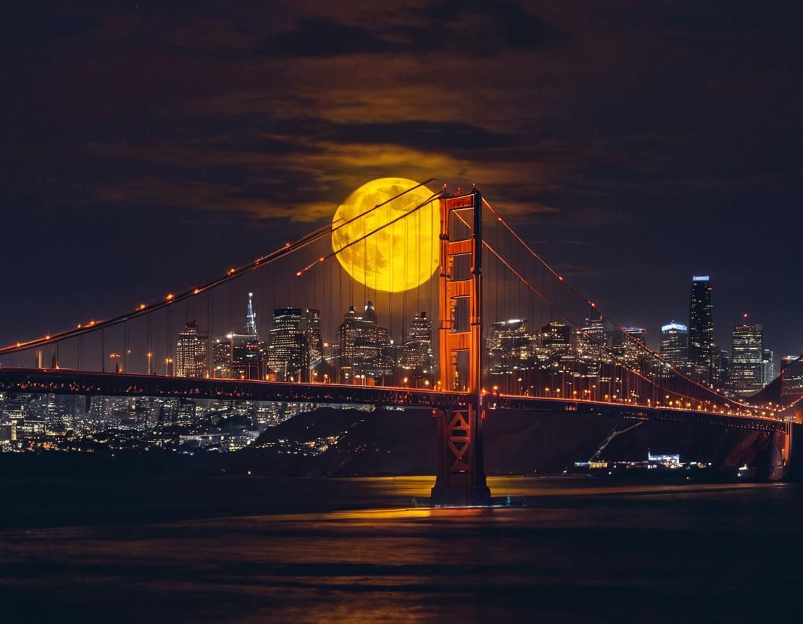 San Francisco Cityscape Under a Full Moon
