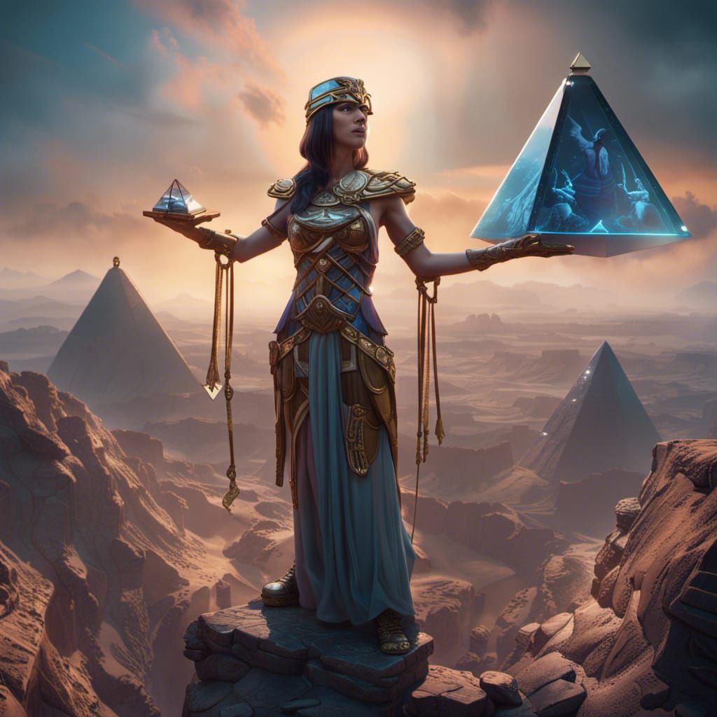 Athena with Glass Pyramid: Fantasy Concept Art