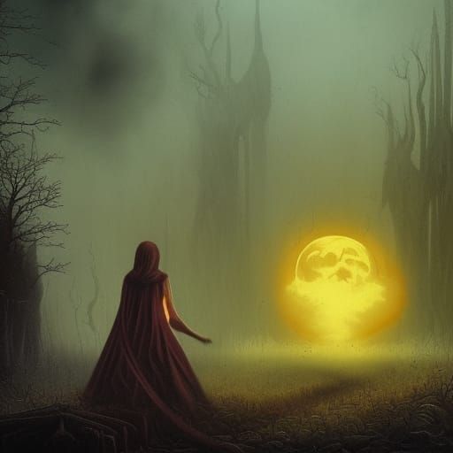 Creepy Samhain Creature on Haunted Path in Moonlight