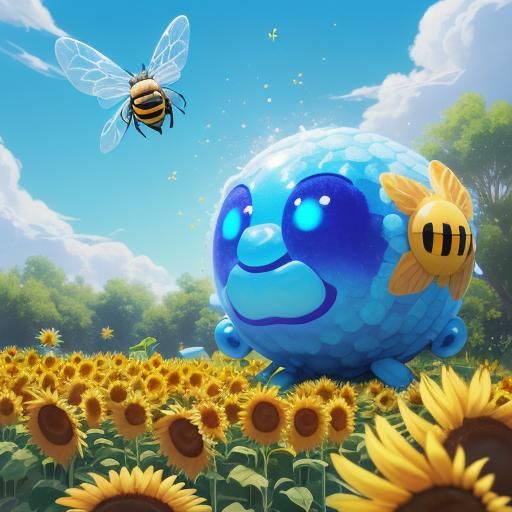 Whimsical Bee with Honeycomb in Cheerful 3D Style