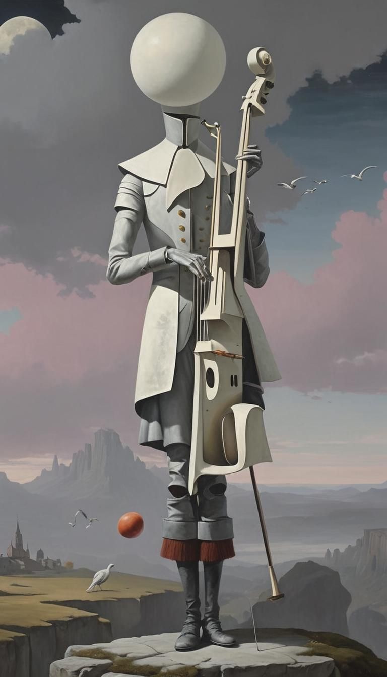 Wandering Musician in Gothic Surrealism