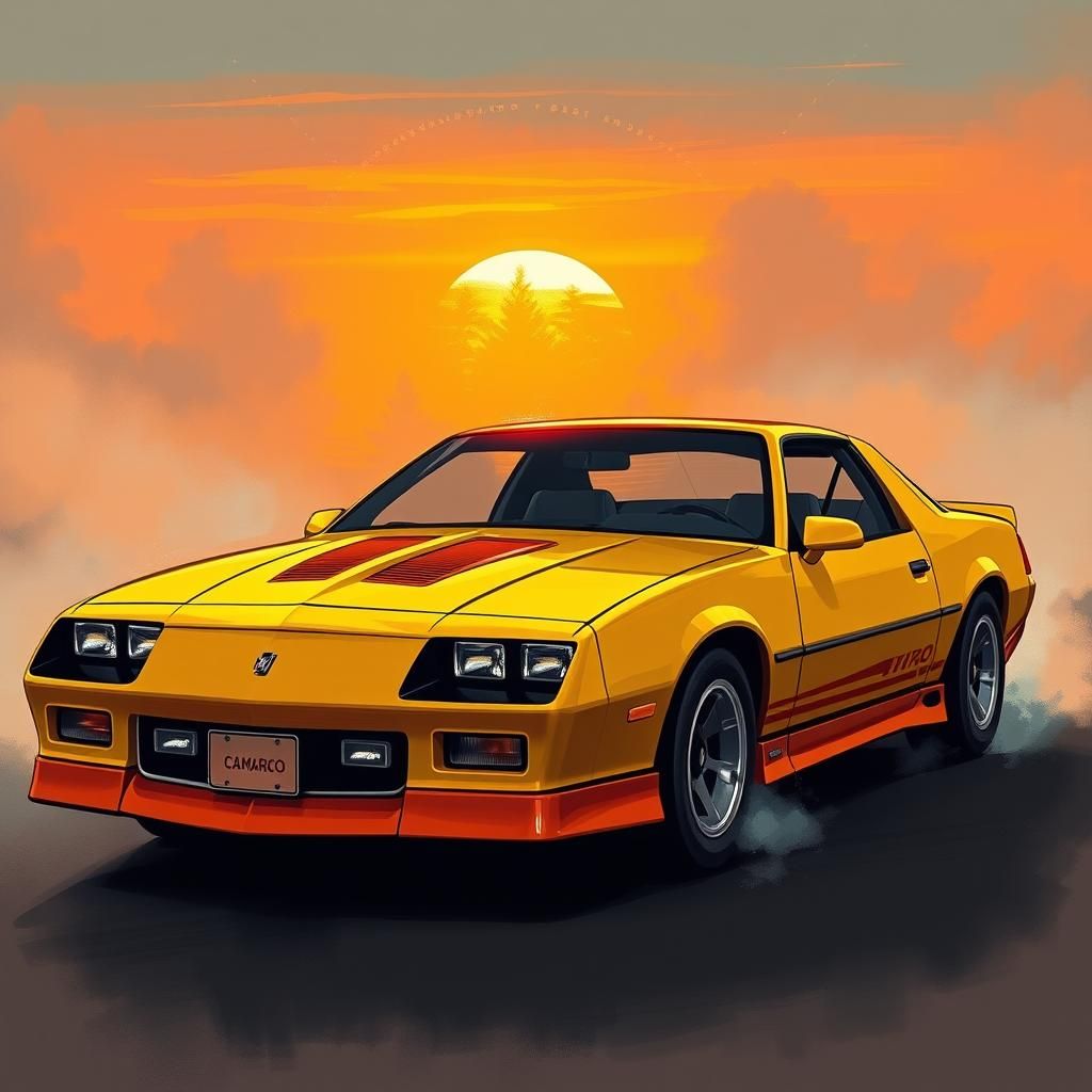 Retro Chevy Camaro in Sunset Glow