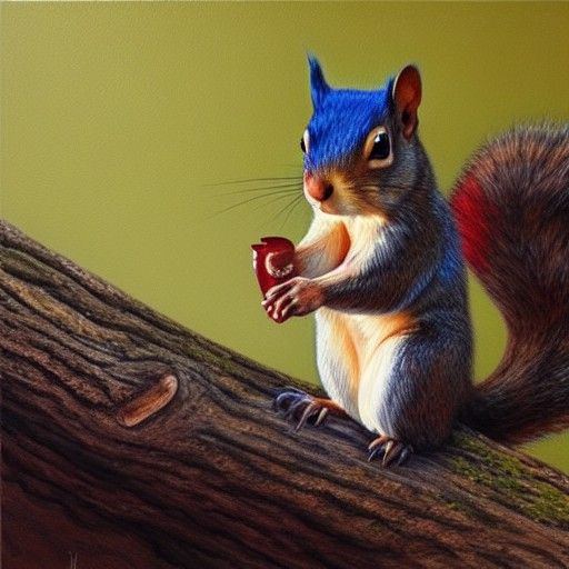 American Flag Squirrel in Oil Painting Style