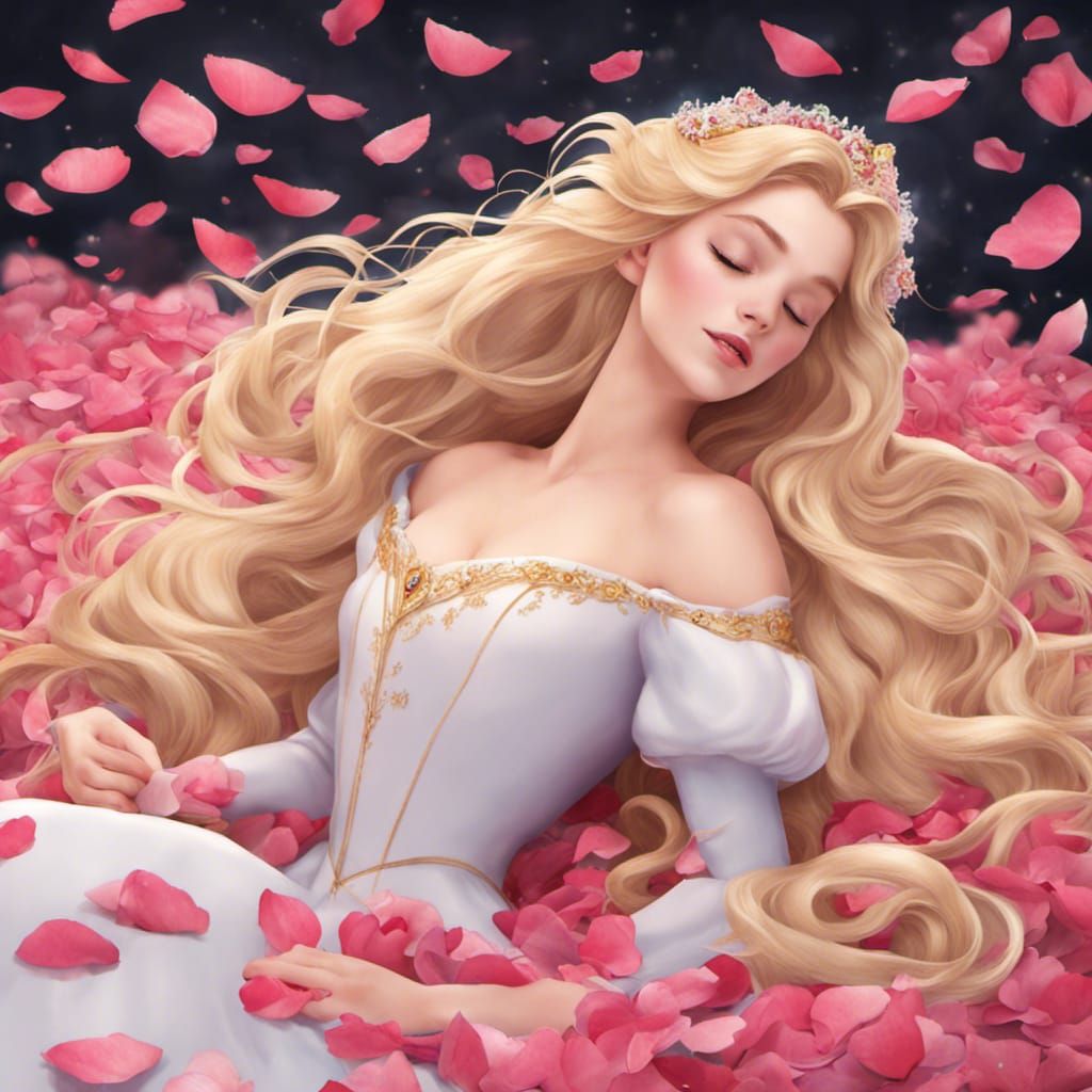 Princess Aurora Sleeping on Petals