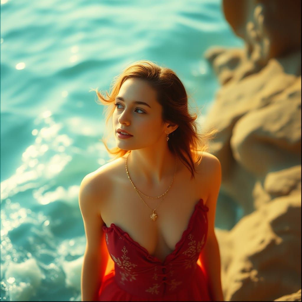 Dreamy Turquoise Scene: Cinematic Film Still