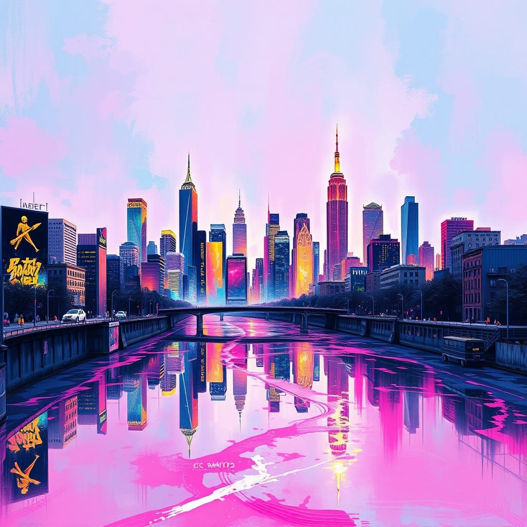 Vibrant Crystal Metropolis Shines at Dusk