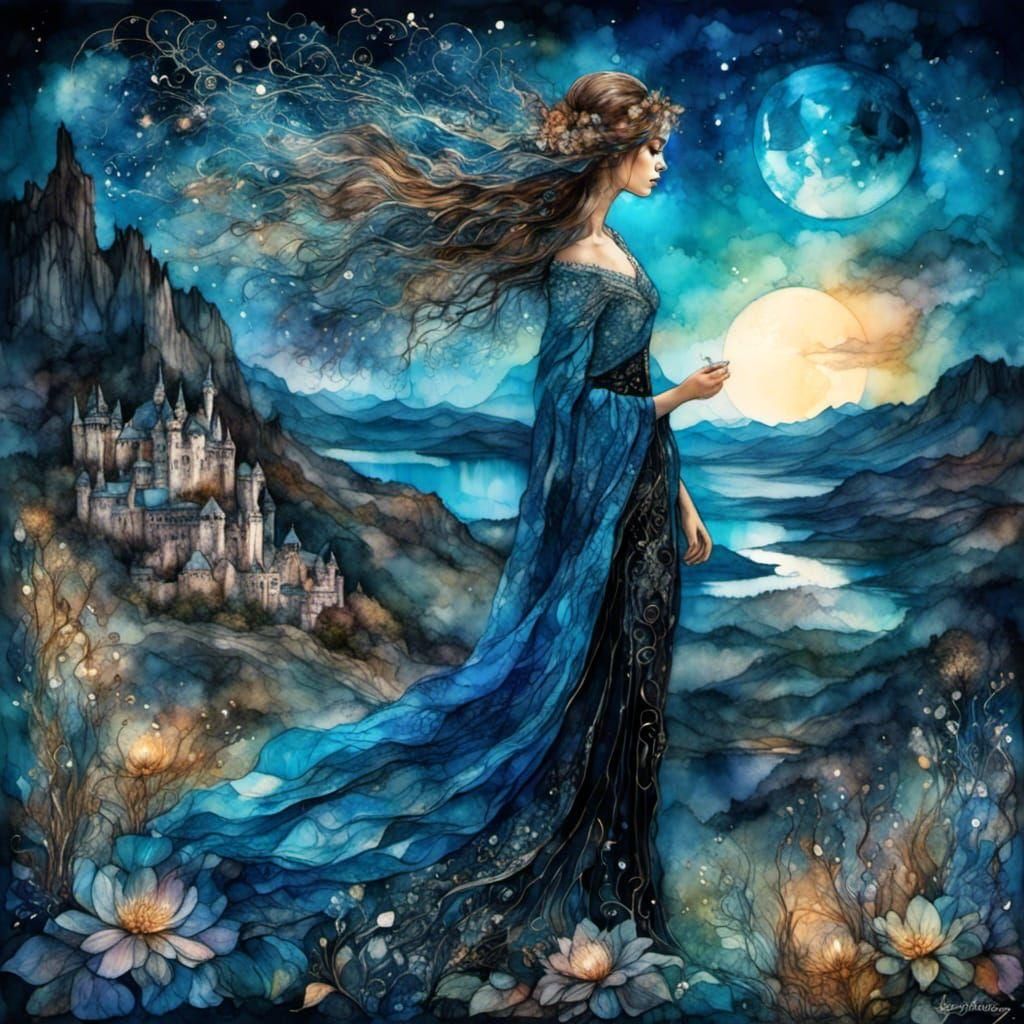 blue lady in the dark