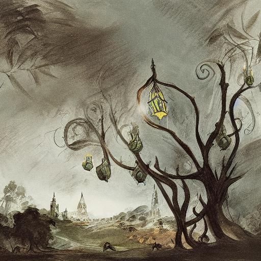 Eerie Vampire Amusement Park in Gothic Art Style