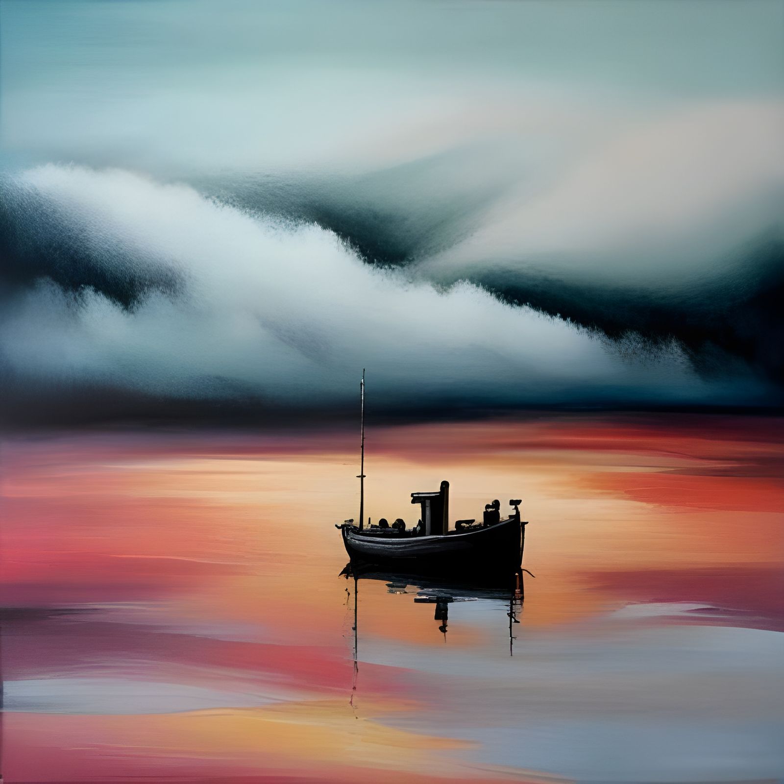 Lost Ship in Fog: Abstract Art with Fine Details