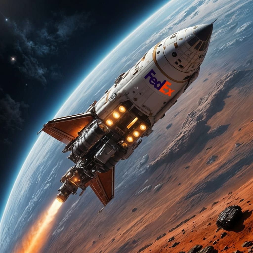 FedEx Spaceship Launches from Mars Surface